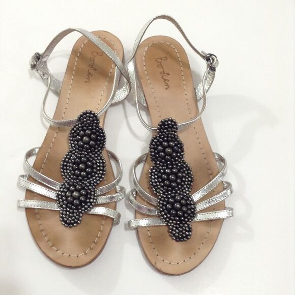 Boden Shoes - Boden Ankle Strap Gunmetal Bead Sandals Size 41
